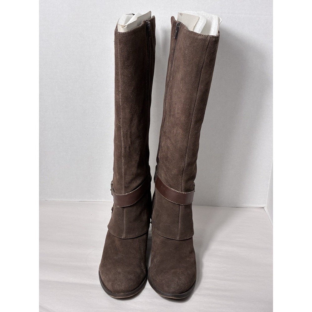Nine‎ West Vintage Collection Brown Suede Leather Knee High Boots 9 1/2 Side Zip